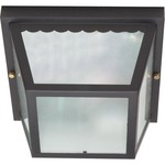 604 Outdoor Ceiling Flush Mount - Black / Frosted