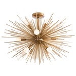 Zanadoo Semi Flush Ceiling Light Fixture - Antique Brass