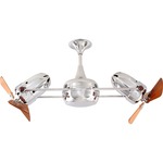 Duplo Dinamico Wood Damp Ceiling Fan - Chrome / Mahogany