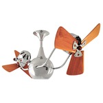 Vent Bettina Wood Damp Ceiling Fan - Chrome / Mahogany Tone