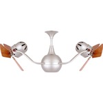 Vent Bettina Wood Damp Ceiling Fan - Brushed Nickel / Mahogany Tone