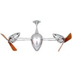 Ar Ruthiane Wood Damp Ceiling Fan - Chrome / Mahogany Tone