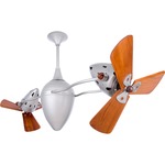 Ar Ruthiane Wood Damp Ceiling Fan - Brushed Nickel / Mahogany Tone