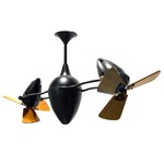 Ar Ruthiane Wood Ceiling Fan - Black / Mahogany Tone
