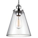 Baskin Cone Pendant - Polished Nickel / Clear