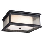 Pediment Outdoor Flush Mount - Dark Weathered Zinc / Clear Seeded