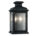 Pediment 2 Light Outdoor Wall Light - Dark Weathered Zinc / Clear Seeded