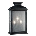 Pediment 3 Light Outdoor Wall Light - Dark Weathered Zinc / Clear Seeded