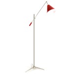 Sinatra Swing One Arm Floor Lamp - Nickel Plated / Glossy Red