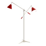 Sinatra Swing Two Arm Floor Lamp - Nickel Plated / Glossy Red