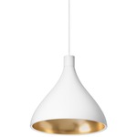 Swell Medium Pendant - White / Brass