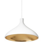 Swell Wide Pendant - White / Brass