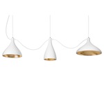 Swell String Mixed Multi Light Pendant - White / Brass