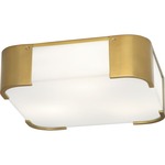 Bryce Ceiling Flush Mount - Antique Brass / White Frosted