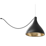 Swell Single String Medium Indoor / Outdoor Pendant - Black / Brass