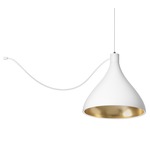 Swell Single String Medium Indoor / Outdoor Pendant - White / Brass