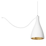 Swell Single String Narrow Indoor / Outdoor Pendant - White / Brass