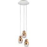 Fedora Multi Light Pendant - White / Rose Gold