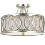 Graham Semi Flush Ceiling Light - Antique Silver / White