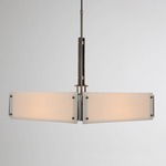 Urban Loft Square Chandelier - Satin Nickel / Ivory Wisp