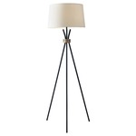 Benson Floor Lamp - Matte Black / Antique Brass / Off White