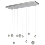 Harmony Rectangle Multi Light Pendant - Polished Chrome / Bubbles