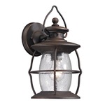 Village Outdoor Wall Light - Weathered Charcoal / Clear Seeded