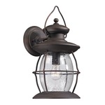 Village Outdoor Wall Light - Weathered Charcoal / Clear Seeded