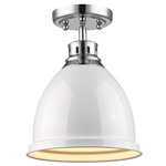Duncan Semi Flush Ceiling Light - Chrome / White