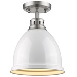 Duncan Semi Flush Ceiling Light - Pewter / White