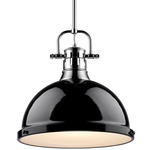 Duncan Downrod Pendant - Chrome / Black / Black