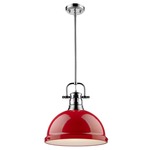 Duncan Downrod Pendant - Chrome / Red