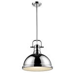 Duncan Downrod Pendant - Chrome / White