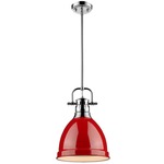 Duncan Downrod Pendant - Chrome / Red