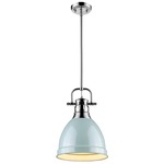 Duncan Downrod Pendant - Chrome / Seafoam