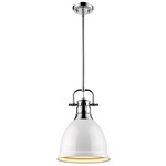 Duncan Downrod Pendant - Chrome / White