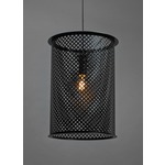 Clarus Round Exposed Quatrefoil Cutout Pendant - Black