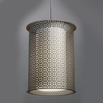 Clarus Round Shade Geometric Cutout Pendant - Chrome / Opal