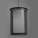 Clarus Round Shade Quatrefoil Cutout Pendant - Black / Opal