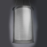 Clarus Round Shade Geometric Cutout Pendant - Chrome / Opal