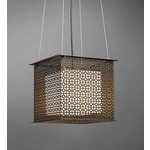 Clarus Square Shaded Geometric Cutout Pendant - Cast Bronze / Opal