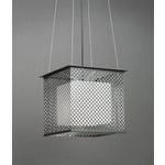 Clarus Square Shade Square Cutout Pendant - Chrome / Opal