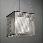 Clarus Square Shade Square Cutout Pendant - Chrome / Opal