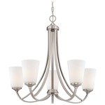 Overland Park Chandelier - Brushed Nickel / Etched White