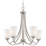 Overland Park Chandelier - Brushed Nickel / Etched White