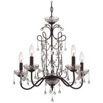 3135 Mini Chandelier - Aged Kinston Bronze / Crystal