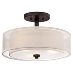 Parsons Studio Semi Flush Ceiling Light - Smoked Iron / Translucent Silver / Off White