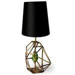 Gem Table Lamp - Polished Brass/ Emerald Gem / Black