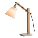 Walden Table Lamp - Brushed Steel/ Natural Wood / Off White