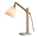 Walden Table Lamp - Brushed Steel / Natural Wood / Off White